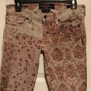 Lucky Brand Charlie Skinny Boho Patchwork Pattern Skinny Jeans